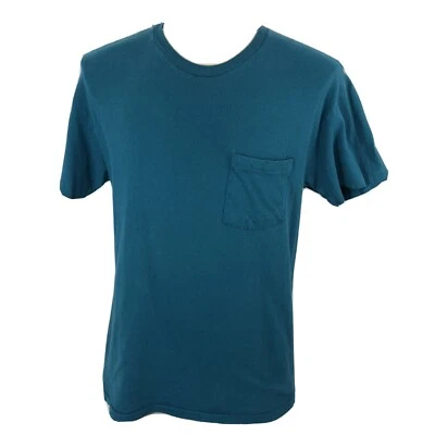 Camiseta de bolsillo vintage Hanes de una sola puntada azul verde para hombre camiseta en blanco de los años 80 Foto 1 de 4