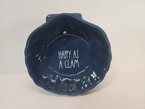 RAE DUNN "HAPPY AS A CLAM" SERVING BOWL NAVY 6.5x6.25" #213 - Picture 1 of 10