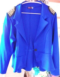 Nietenjacke mit Schößchen,Größe 42/44, royalblau - Bild 1 von 5