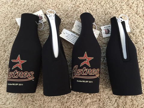 Lot of 4 Houston Astros Bottle Cooler 12oz. black color Cover