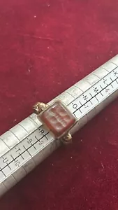 vintage gold tone intaglio ring seal, huge statement piece size Q Insect - Picture 1 of 9