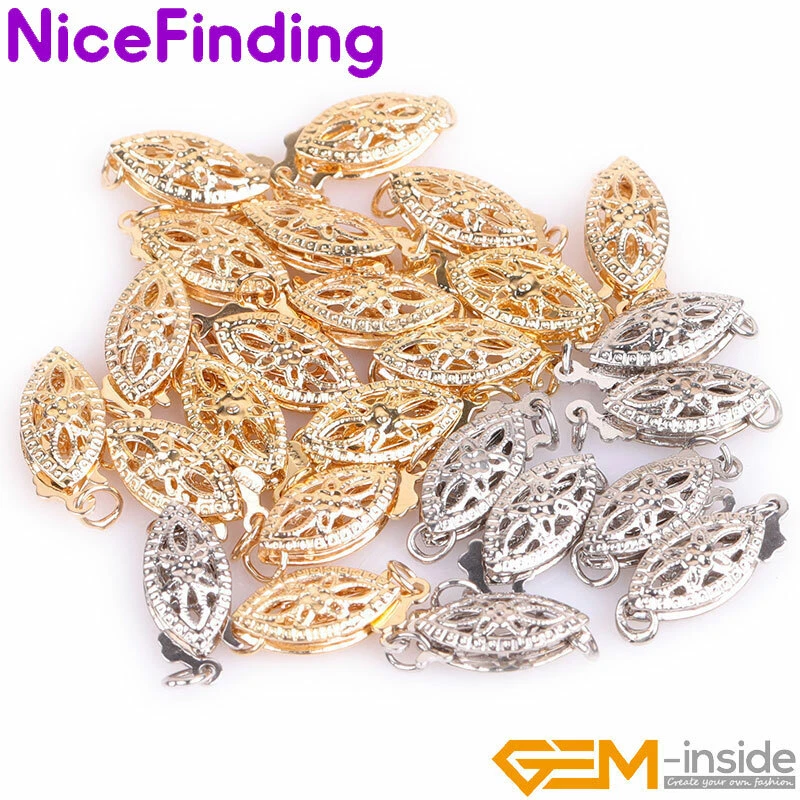 14K Gold Filled Fish Oval Filigree Clasps Pearl Necklace Bracelet For Connector - Image 1 of 4