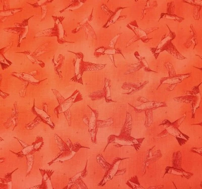 20" Hummingbirds Hautman for Quilting Treasures Tonal Red / Coral - Image 1 of 3