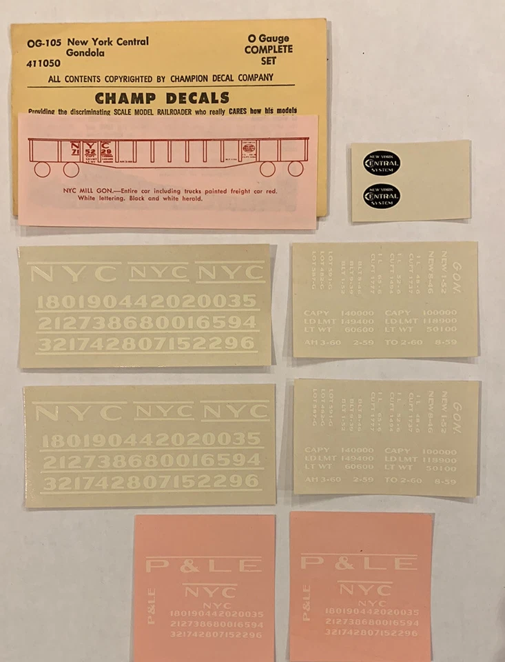 CHAMP O SCALE-NEW YORK CENTRAL / NYC GONDOLA - RED w/WHITE LETTERING  -  #OG-105 - Image 1 of 1