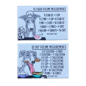 Greyhound Dog Measuring Chart Magnet Set Kitchen Cooking Baking Guide - Gray - Picture 1 of 11