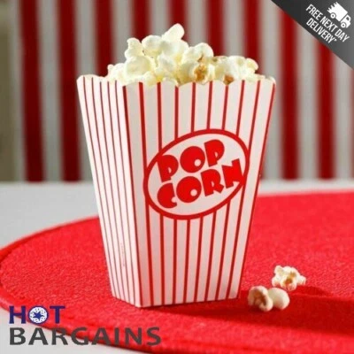 POPCORN Boxes Red Stripes Party Food Retro Hollywood Movie Treat Hygiene Proof - Image 1 of 4