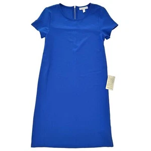 NWT Chelsea 28 Nordstrom Zip Back Royal Blue Crepe Shift Dress Knee Length XXS - Picture 1 of 7