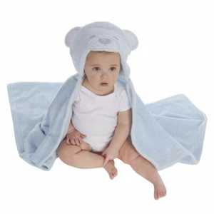 Baby animal bear hooded wrap teddy blue plush blanket Newborn gift Babytown - Picture 1 of 6