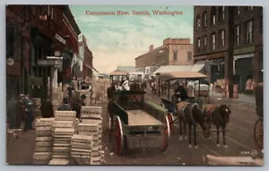 Seattle WA-Washington, Commission Row District, c1910 cartolina cavallo e carrello - Foto 1 di 2