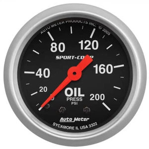 Autometer Sport-Comp 2-1/16in Oil Pressure Gauge 0-200 PSI Mechanical AU3322 - Picture 1 of 3