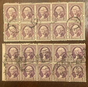 U.S. Scott # 720, 2 Strips of 10. Dark & Light Violet. Issued 1932. #08-02185 - Picture 1 of 2