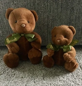Harrods Teddy Bears Brown Vintage x 2 Birthday Collector Gift Christmas - Picture 1 of 8
