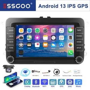 2DIN Autoradio GPS Android 14 Carplay 32G RDS BT Cam Per VW GOLF 5 6 Polo PASSAT - Foto 1 di 15
