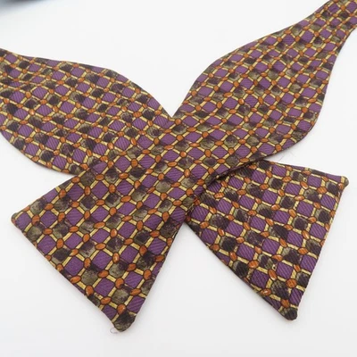 Pajarita Robert Talbott marrón púrpura negra 2,5" de ancho autocorbata seda Foto 1 de 3