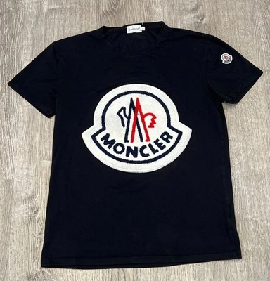 Moncler 女式 T 恤豪华刺绣大标志 L 码保加利亚制造 — 第 1/4 张图片