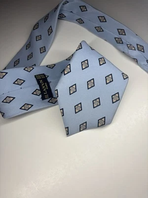 Мужской галстук Lanvin Paris 100% шелк синий геометрический галстук 56 дюймов - Изображение 1 из 4