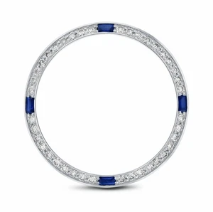 JUEGO DE CUENTAS BISEL DIAMANTE NATURAL 1CT PARA ROLEX 31MM CON 4 ZAFIROS ESQUINEROS WG - Imagen 1 de 6