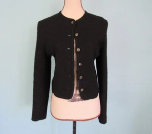 Size: S/M (5/6) VINTAGE LAURA JEAN Black Jacket 100% Wool Button Closure Womens - Picture 1 of 10