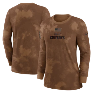 Camisa lateral Dallas Cowboys Nike para mujer manga larga saludo al servicio - marrón - Imagen 1 de 3