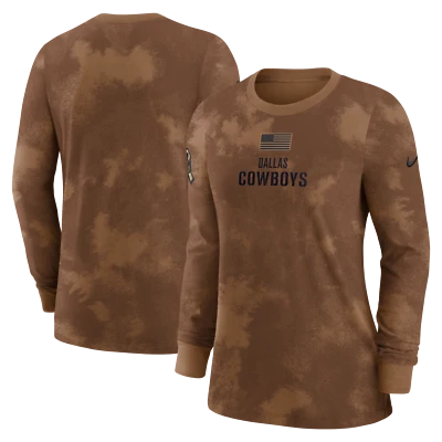 Dallas Cowboys Nike Women's Long Sleeve Salute To Service Sideline Shirt- Brown - Image 1 of 3