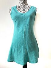 FLAX Linen Tank Top V Neck SP Turquoise Sleeveless Textured Tunic