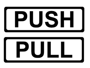 Push Pull Vinyl Stickers Decals Signs for Business Shop Door Glass Window Horiz - Picture 1 of 3