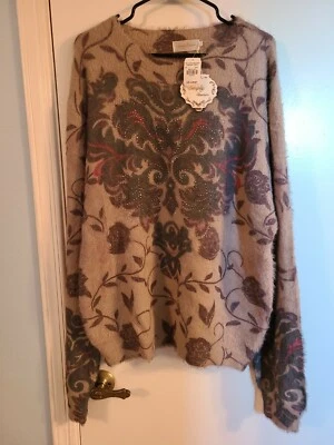 Nuevo con etiquetas Suéter Simply Couture Boho Tejido Difuso Rosa/Púrpura/Savia XXL Foto 1 de 4