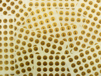 Womens Clothes Size Stickers Black on Gold Round Self-Adhesive Clothing Labels