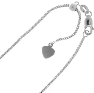 0.5mm Solid Adjustable Franco Chain Necklace REAL 14K White Gold Up To 22" - Picture 1 of 2