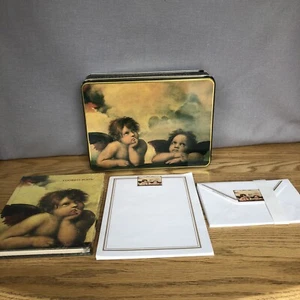 Metal Keepsake Tin Raphael's Angels Stationery / Envelopes & New Address Book - Picture 1 of 12