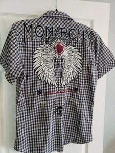 Monarchy collection mens short sleeve plaid embroidered Star patch shirt size L - Picture 1 of 7