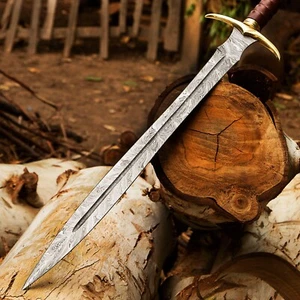 Handmade Damascus Steel Viking Sword Battle Ready Medieval Sword With Sheath - Picture 1 of 4