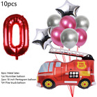 10Pcs Fire Engine Balloon Set Fireman Fire Fighter Birthday Party Decoration