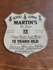 Martin's Del Luxe 12 anni Scotch Whiskey primi '900 etichetta liquore - Foto 1 di 2