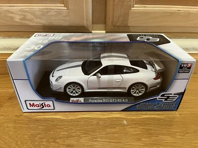 Maisto Edición Especial Escala 1:18 Porsche 911 GT3 RS 4.0 Diecast Nuevo Modelo Blanco Foto 1 de 4