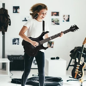 34" Full Black Electric Guitar with AMP Bag Strap Picks Shake Cable Wrench Tool - Picture 1 of 29