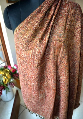 EXTRAVAGANT JAMAVAR SHAWL 100% CASHMERE PASHMINA MASTERPIECE — 第 1/4 张图片