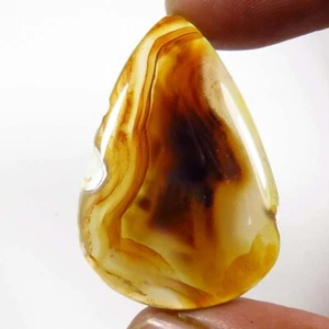 Natural Brown Montana Agate Gemstone 36x24 mm Cabochon 31 Cts Smooth Pear MT-24 - Picture 1 of 9