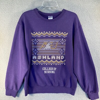 Ashland University College Of Nursing Sweatshirt Women's Medium Purple Vintage - Image 1 of 4