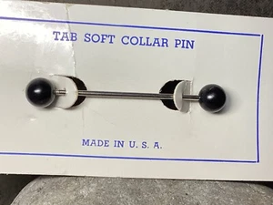 Vintage Black Ball Collar Bar Pin Stay Screw End Peaky Blinders Original Card - Picture 1 of 5