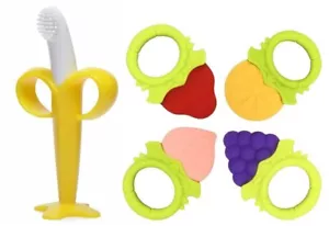 Baby Teether Teething Gum Massager 5pc Set Food Grade Silicone BPA Free w/Cases - Picture 1 of 10