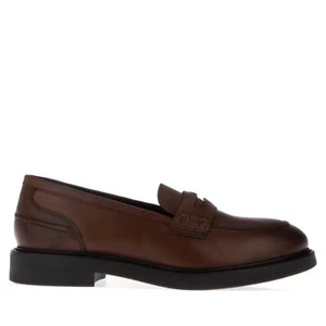 Women's Shoes Dune Grouped Penny Leather Slip on Loafers in Brown - Picture 1 of 7