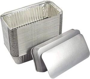 100 x Nr. 6 ALUMINIUMFOLIE LEBENSMITTELBEHÄLTER + DECKEL PERFEKT FÜR ZU HAUSE UND ZUM MITNEHMEN - Bild 1 von 12