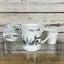 Gumps San Francisco Exclusive Rust Designs London City Tea Cup Infuser Lid Set