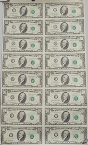 1995 $10 UNCUT SHEET of 16 TEN DOLLAR BILLS Atlanta GA w/COA & OGP Tube *J31 - Picture 1 of 9