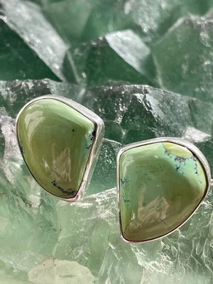 Large Handcrafted 925 Sterling Silver Turquoise Stone Stud Butterfly Earrings  - Image 1 of 4