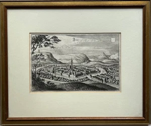 Kupferstich Blick auf Jena Merian 44,3 x 53,8 cm im Bilderrahmen - Bild 1 von 12