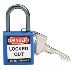 BRADY 143156 Lockout Padlock,KD,Blue,1-2/5"H 39N180 - Picture 1 of 1