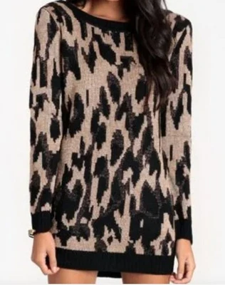 Mini Vestido Suéter Metálico Estampado Leopardo MINKPINK Talla X-Pequeño Foto 1 de 4