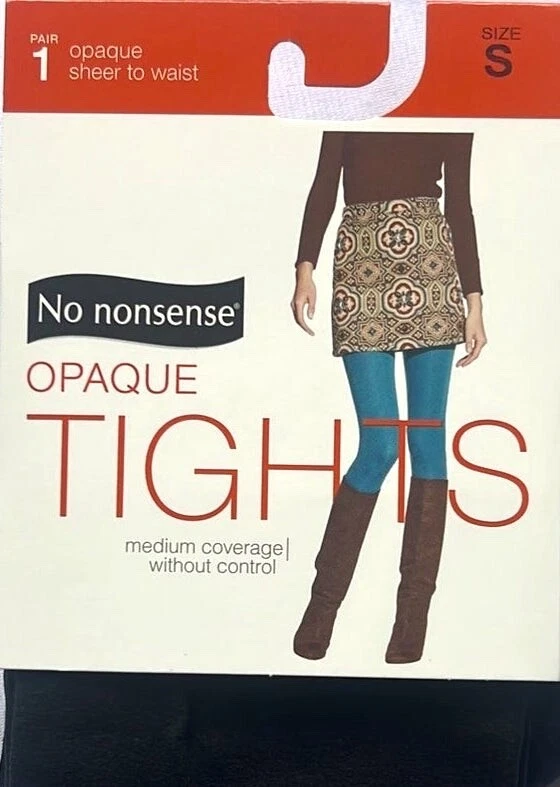 1 pair No Nonsense Women SMALL S Opaque Tights Black Sheer to Waist Smart Temp - Image 1 of 1